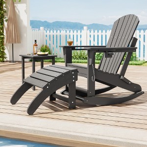 Ottoman for Adirondack Chair, HDPE Adirondack Ottoman Footrest, Weather Resistance Outdoor Footstool for Outside Porch Pool Lawn Backyard - 1 of 4