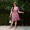 Clearlove Plus Size Dresses for Curvy Women Floral Sleeves Tiered Layers Casual Mini Dress with Pocket - 4 of 4