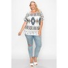 Slickblue White Multi Geometric Sublimation Top – Ruched Sides, Boat Neck – Stylish Women’s Tee, Size 2XL - 4 of 4