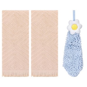 REGALWOVEN 3 Pcs Bathroom Soft and Absorbent Decorative Hand Towel - 1 of 4