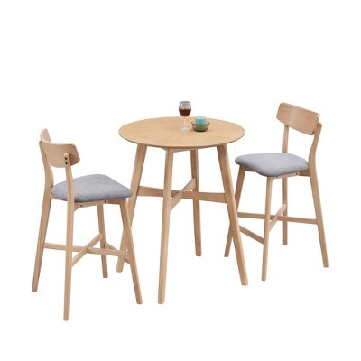 NicBex 3 Piece Bar Table Set Modern Counter Height Round Kitchen Table with Upholstered Cushion Bar Stools Set of 2,Suitable for Kitchen