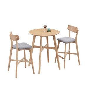 NicBex 3 Piece Bar Table Set Modern Counter Height Round Kitchen Table with Upholstered Cushion Bar Stools Set of 2,Suitable for Kitchen - 1 of 4