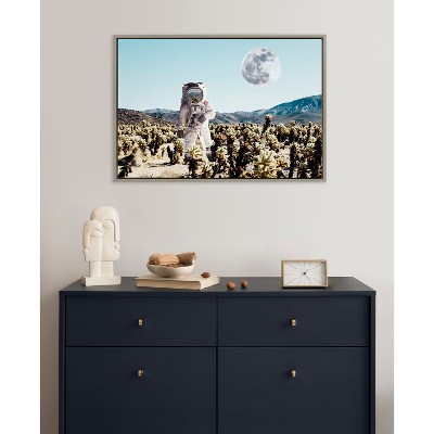 Gray Astronaut Desert Moon Canvas Print, 23 x 33