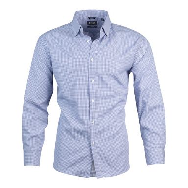 Chaps Mens Slim Fit Dress Shirt Wrinkle Resistant Stretch White Long Sleeve Shirts for Men Formal Blue Check Large Tall