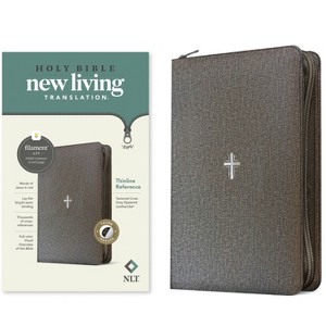 NLT Thinline Reference Zipper Bible, Filament Enabled (Leatherlike, Textured Cross Gray, Indexed, Red Letter) - (Leather Bound) - 1 of 1