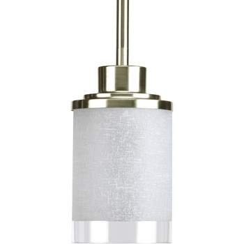 Progress Lighting Alexa 1-Light Mini-Pendant, Brushed Nickel, White Linen Glass Shade