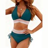Women's Bikini Set Bathing Suit High Waisted V Neck Two Pieces Swimsuit - 3 of 4