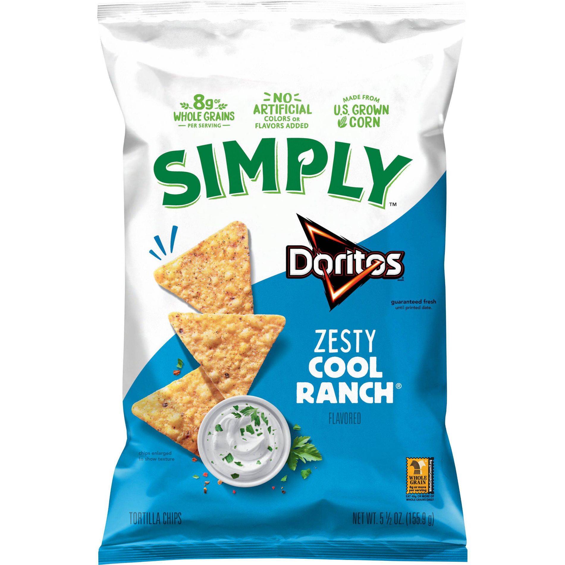Simply Doritos Tortilla Chips Zesty Cool Ranch - 5.5oz