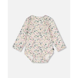 Deux par Deux Baby Girl Organic Cotton Long Sleeve Romper Off-White Floral - 1 of 4