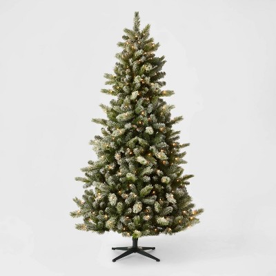 7ft Pre-Lit Full Frosted Glittered Douglas Fir Artificial Christmas Tree Clear Lights - Wondershop™