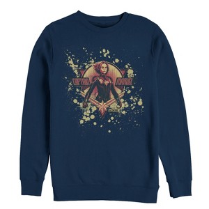 Men's Marvel Captain Marvel Paint Splatter Hero Sweatshirt - 1 of 3