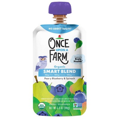 Once Upon a Farm Organic Pear-y Blueberry & Spinach Smart Blend 12+ Months - 3.5oz Pouch