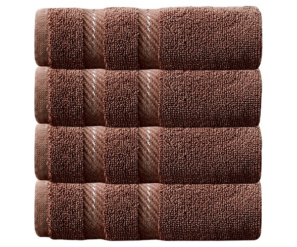 4pc Antalya Turkish Washcloth Towels Set Chocolate - Makroteks