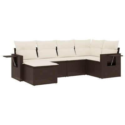 vidaXL Garden Sofa Set Brown, Cream white
