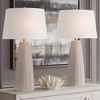 360 Lighting Arizona 28" Tall Modern Coastal Table Lamps Set of 2 Pull Chain Beige Faux Sandstone Finish White Shade Living Room Bedroom Bedside - 2 of 4