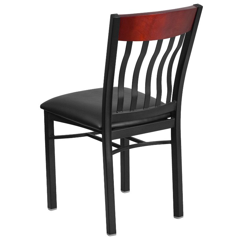 Flash Furniture Vertical Back Metal and Wood Restaurant Chair with Vinyl Seat, 4 of 7