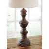 Set of 2 Magaly Poly Table Lamps Brown - Signature Design by Ashley: Wooden Base, 3-Way Switch, Drum Shade - 3 of 4