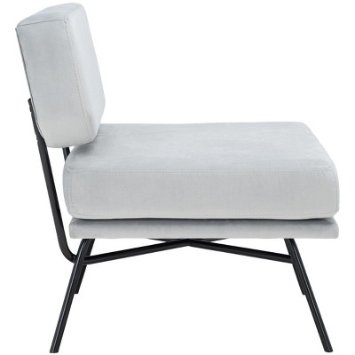 Mid-Century Modern Grey Velvet Accent Chair with Matte Black Legs