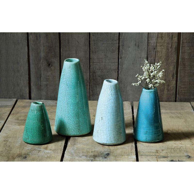 Set of 4 Terra-cotta Vases Aqua Colors - Storied Home, 4 of 7