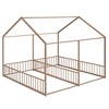 TIRAMISUBEST Metal Twin Size House Platform Beds, Two Shared Beds, House Floor Bed Montessori Bed with Roof Frame - 4 of 4