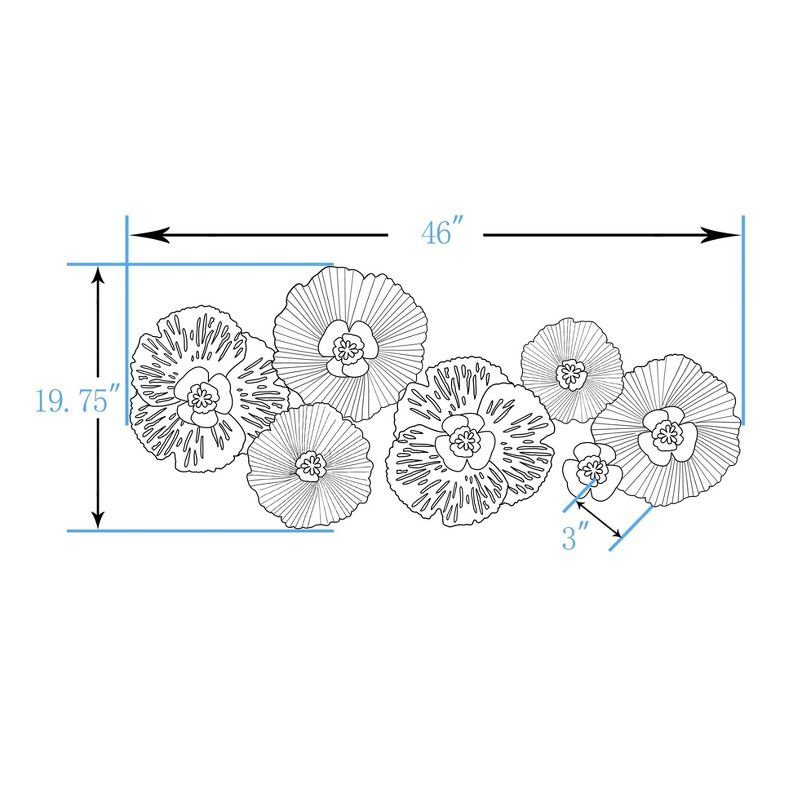 LuxenHome Multi-Color Distressed Flower Metal Wall Decor Blue, 5 of 10