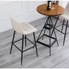 Set of 2 Metal and Beige Fabric Bar Stools, Modern Design Style ,Upholstery , Dining Room - 2 of 4