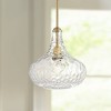 360 Lighting Gold Mini Pendant Lighting 11" Wide Modern Clear Glass Shade Fixture for Dining Room House Entryway Bedroom Kitchen - 2 of 4