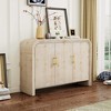 VYNXARIA Retro Minimalist Curved Sideboard with Gold Handles and Adjustable Dividers for Living Room or Dining Room (Natural Wood Wash) - 2 of 4