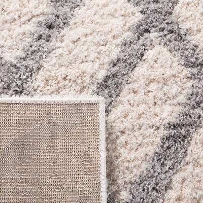 Plush Cream/Grey Synthetic Easy-Care Shag Area Rug