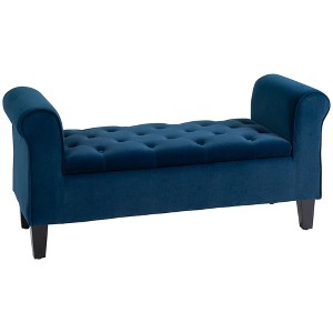NicBex Modern 51.25" Storage Bench Wood Accent Stools with Button Tufted and Rolled Arms for Bedroom and Entryway - 1 of 4