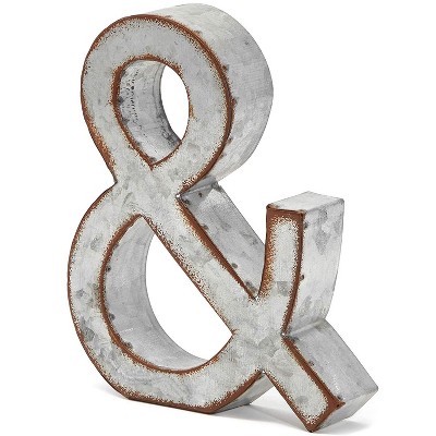 Bright Creations Galvanized Metal Silver Decorative Letters & Ampersand Sign for Home Wall Decor