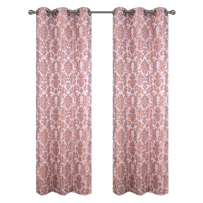 RT Designer Collection Baylor Jacquard 2 Pack Luxurious Modern Design Curtain Panel Pair 36" x 84" Terracotta