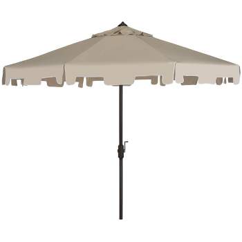 UV Resistant Zimmerman 9 Ft Crank Market Push Button Tilt Patio Outdoor Umbrella With Flap  - Safavieh