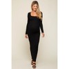 PinkBlush Black Ribbed Long Sleeve Square Neck Maternity Maxi Dress - 4 of 4