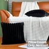 24x24 Throw Pillow Covers Set of 2, Black Faux with Velvet Back for Sofa Bed - 2 of 4