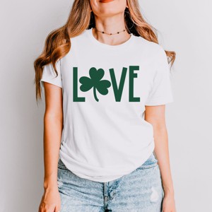 Simply Sage Market Love Clover Puff  Short Sleeve Tee - 1 of 4