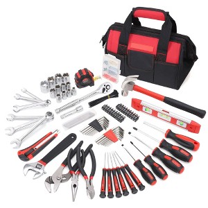 Itopfox 236-Piece Home Repair Tool Set with Wide Mouth Storage Bag, Mechanics Hand Tool Kit for DIY Projects and Home Maintenance, Red - 1 of 4
