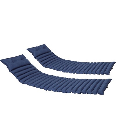 Wellfor 2pc Chaise Lounge Outdoor Cushion Set Navy Blue: UV-Resistant, Zipper Closure, Sponge Fill