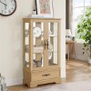 Curio Cabinet With Light, Glass Cabinet With Adjustable Glass Shelves, 2 Doors And 1 Drawer Glass Cabinet Display-Cuddlewood - 2 of 4