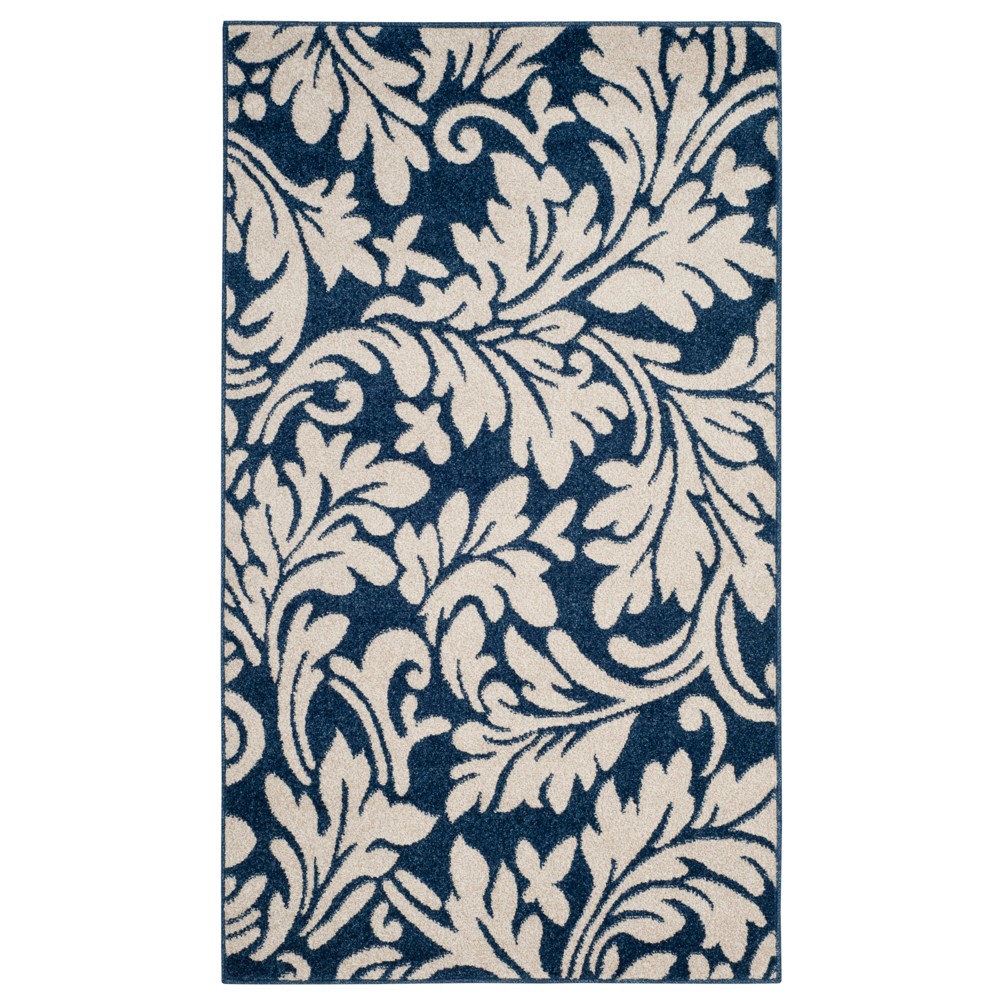 3'X5' Amherst Vinca Outdoor Rug - Navy/Ivory - Safavieh