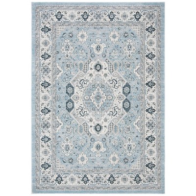 Isabella Blue and Cream Synthetic Area Rug 4' x 6'