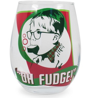 Silver Buffalo A Christmas Story "Oh Fudge!" Stemless Wine Glass | Holds 20 Ounces