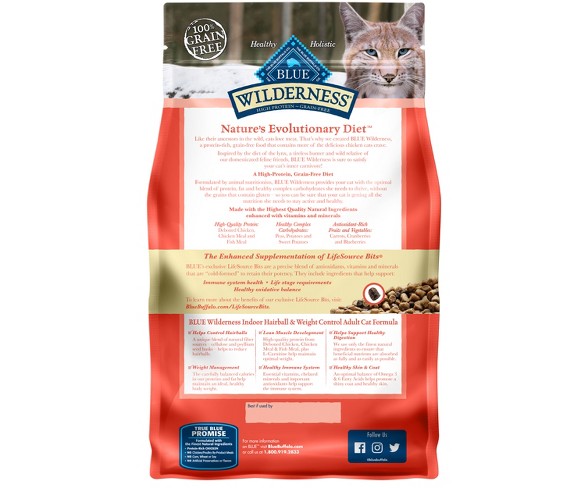 Blue Buffalo Wilderness 100% Grain-Free Chicken Adult Indoor Hairball & Weight Control Dry Cat Food - 4lb
