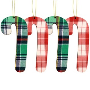 Gibson Holiday Candy Cane Ornament 4 Piece Set in Red and Green - 1 of 4
