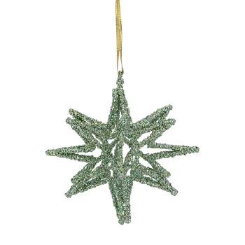 Northlight 6.5" Green 3-D Glittered Star Christmas Ornament