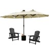 Syemin Patio Seating 3 Piece Set with Adirondack Lounge Chair Black Frog Chair 2 Piece Plus Double Ended Parasol - 3 of 4