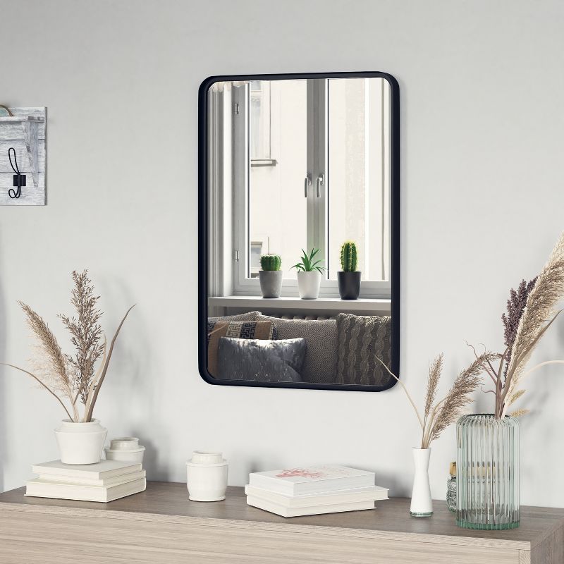 Emma and Oliver 20" x 30" Rectangular Wall Mirror with Black Frame, Silver Backing for Clarity and Shatterproof Glass for Entryways, Bathrooms & More, 2 of 12