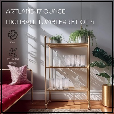 Clear 17 oz Bubble Glass Highball Tumblers, Set of 4