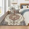 TackView Non-Slip Washable Large Area Rug for Bedroom, Floral Vintage Distress Print Pattern Medallion Carpet - 2 of 4