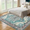 Machine Washable Area Rug 5x7 Oriental Medallion Indoor Rug with Non Slip Backing for Living Room Foldable Ultra Thin Traditional Floor Carpet - 2 of 4